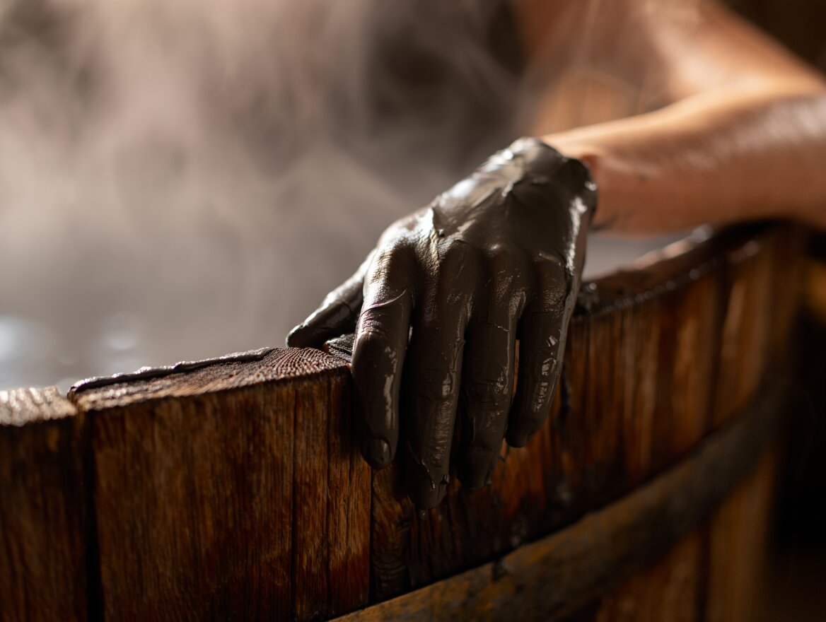 Traditional Calistoga mud bath made from volcanic ash and mineral water used for relaxation and muscle recovery.