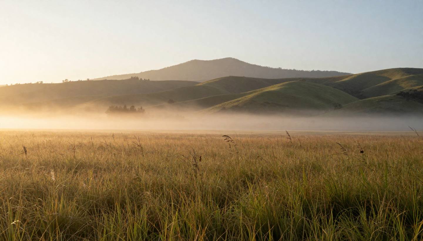 Calm morning trail near Calistoga in Napa Valley with fog lifting toward Mount St. Helena, offering a peaceful and private proposal location.