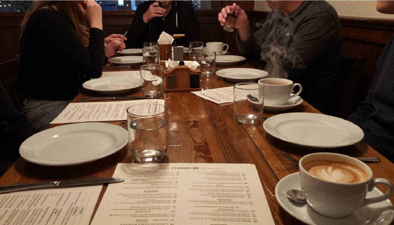 Late dinner service at a Napa Valley restaurant with a calm dining room and guests lingering at the table, emphasizing a night focused travel experience.