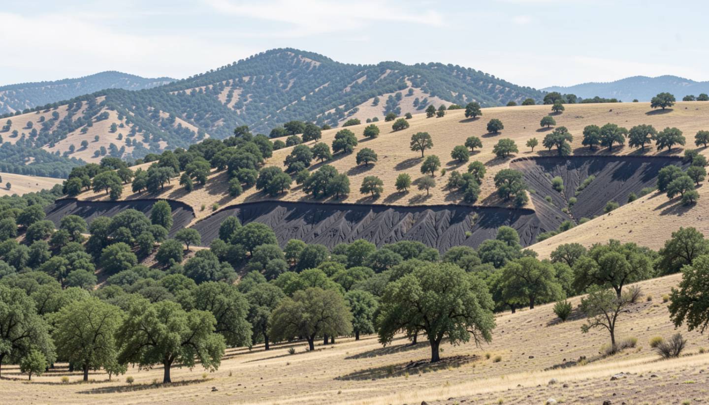 View of the Mayacamas Mountains foothills in Napa Valley, showing volcanic soil and oak woodland that shaped Indigenous settlement patterns and early agricultural use