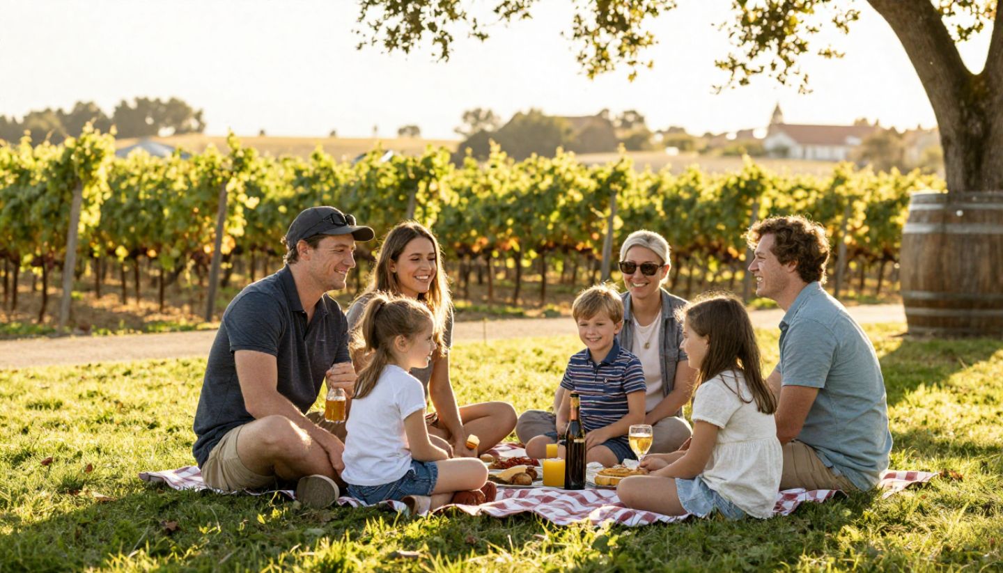 Family-friendly winery with outdoor seating in Napa Valley.
