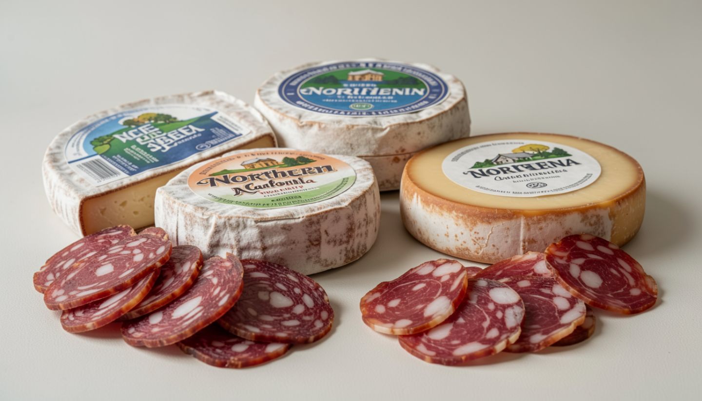 Close-up of artisan cheeses and cured meats from Northern California arranged for a Napa Valley wine pairing.