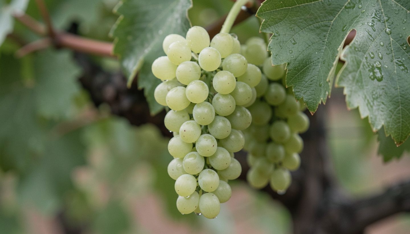 Close-up of Pinot Noir grapes growing in a cool climate Napa Valley vineyard, highlighting slow ripening and natural acidity.