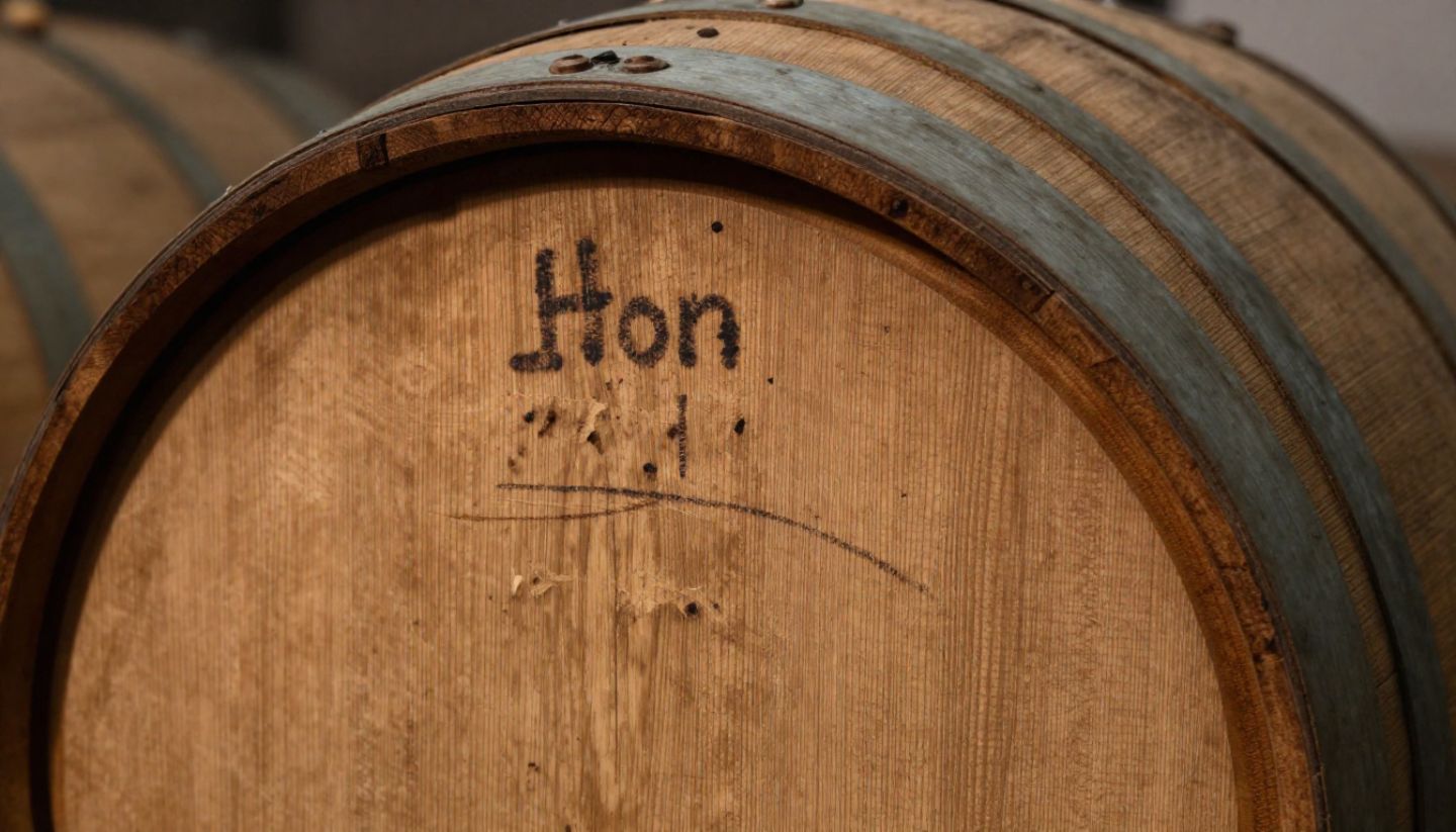 Close-up of an oak wine barrel showing wood grain and toast marks that influence wine flavor and aging.