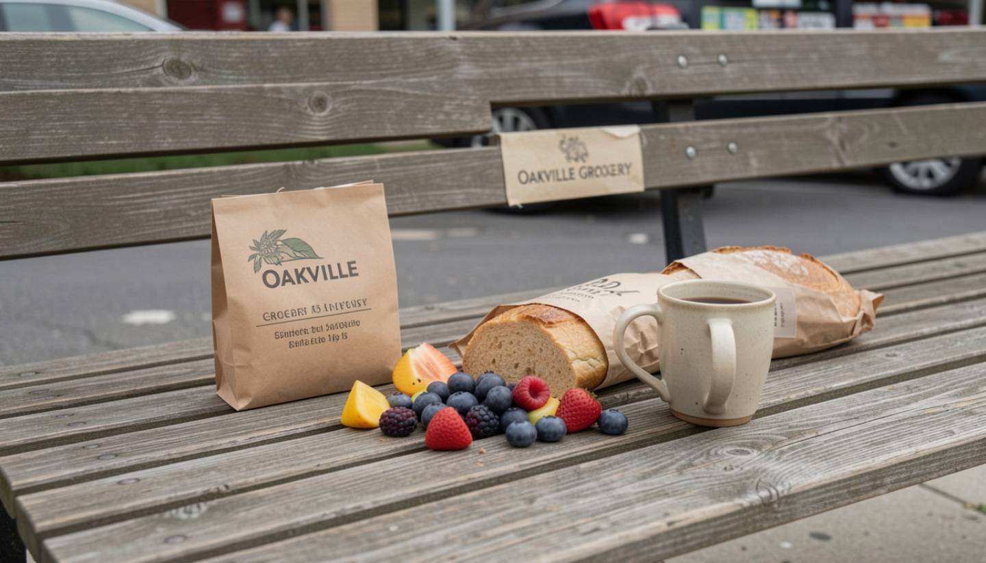 Simple food and coffee from Oakville Grocery set outdoors in Napa Valley, representing a relaxed experience focused on food and place rather than wine tastings.