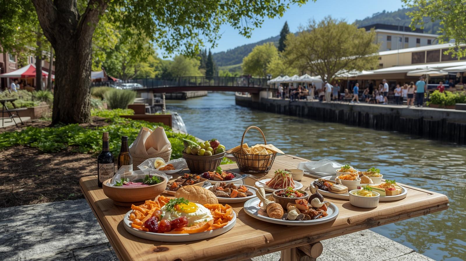 Picnic food from Oxbow Public Market enjoyed near the Napa River in downtown Napa.