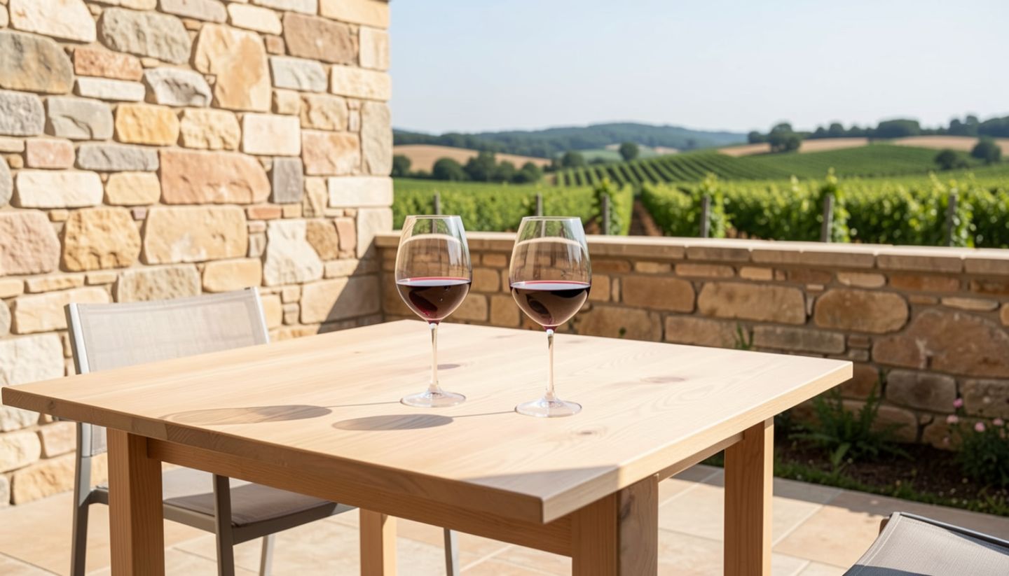 Private seated wine tasting at a Napa Valley winery with vineyard views and elegant outdoor terrace setting.