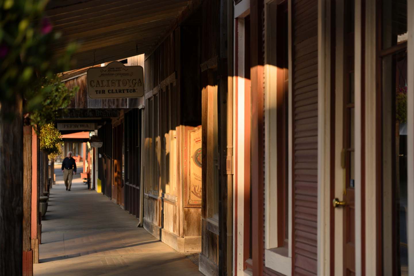 Historic Main Street in St. Helena, Napa Valley, with preserved storefronts and a quiet, walkable atmosphere.