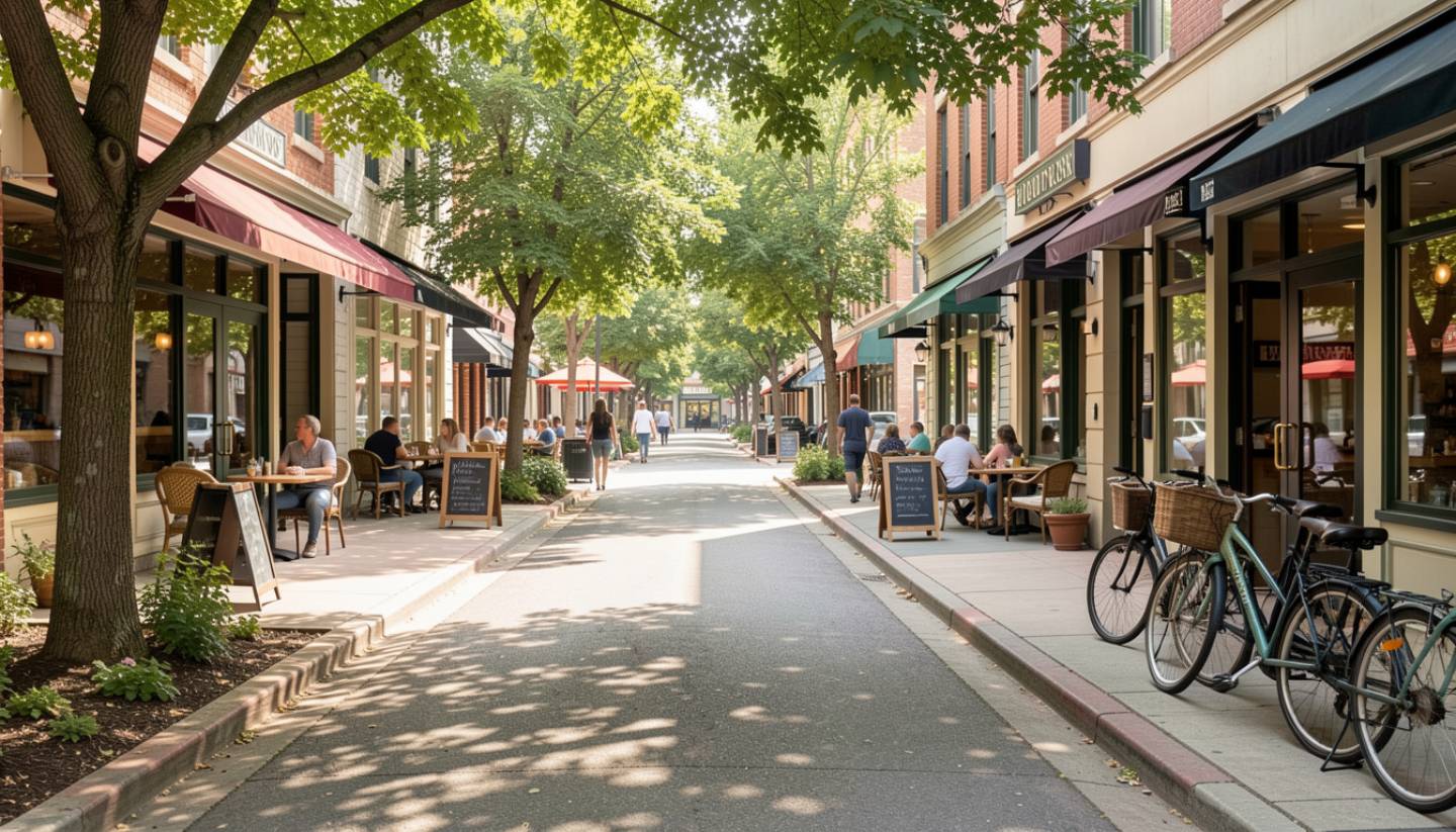 Visitors walking between tasting rooms in Yountville, Napa Valley, during a relaxed afternoon.