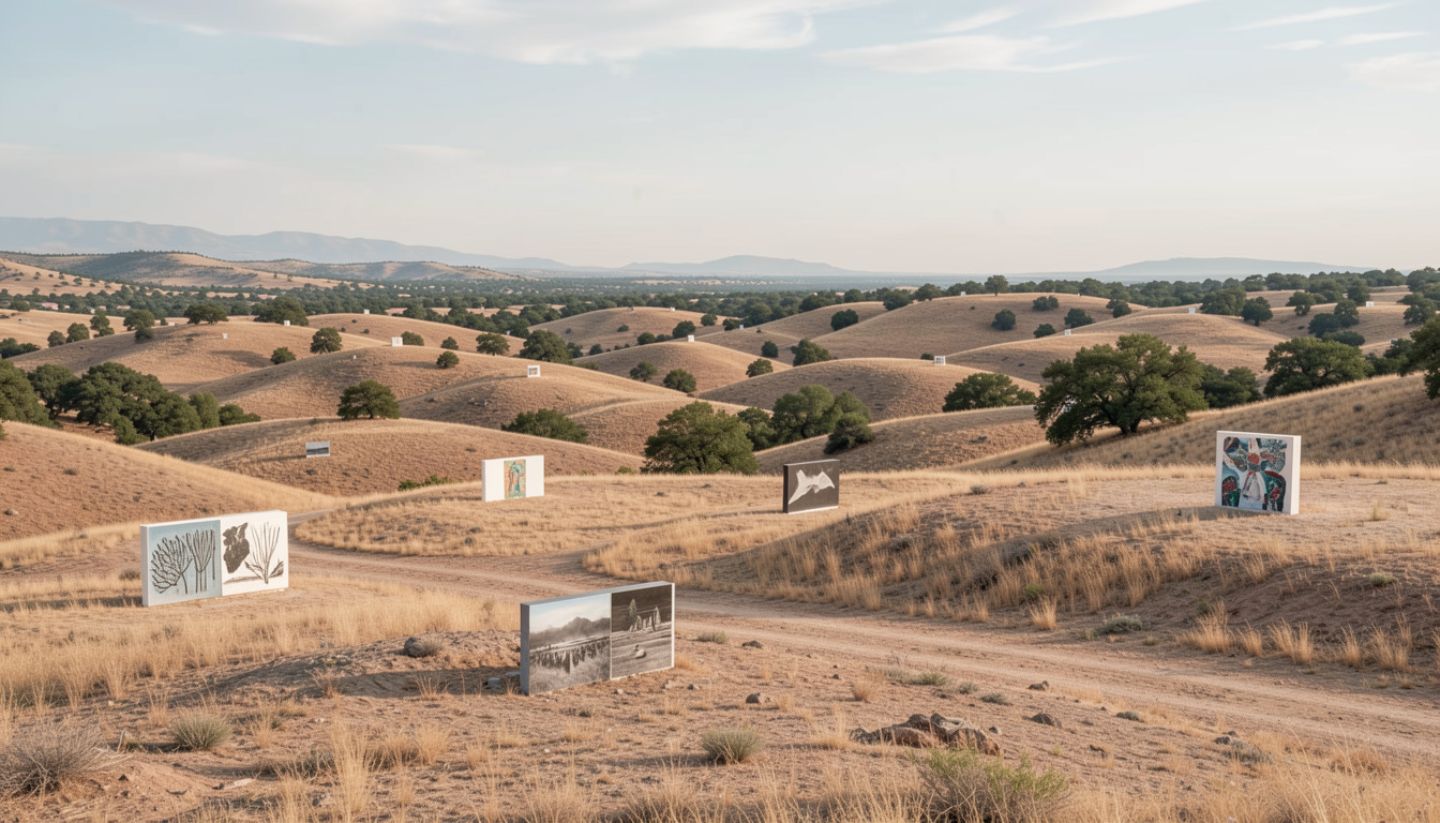 Outdoor sculptures at di Rosa Center for Contemporary Art in Napa Valley surrounded by open landscape and soft daylight.