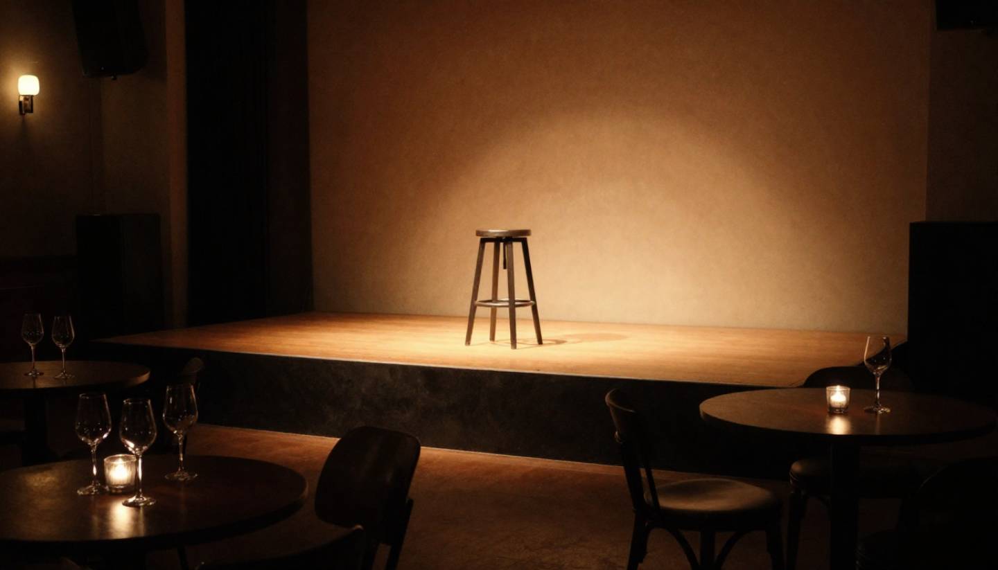 Intimate jazz venue in Napa Valley with live music and wine glasses on tables, highlighting a relaxed evening experience for wine and music lovers.