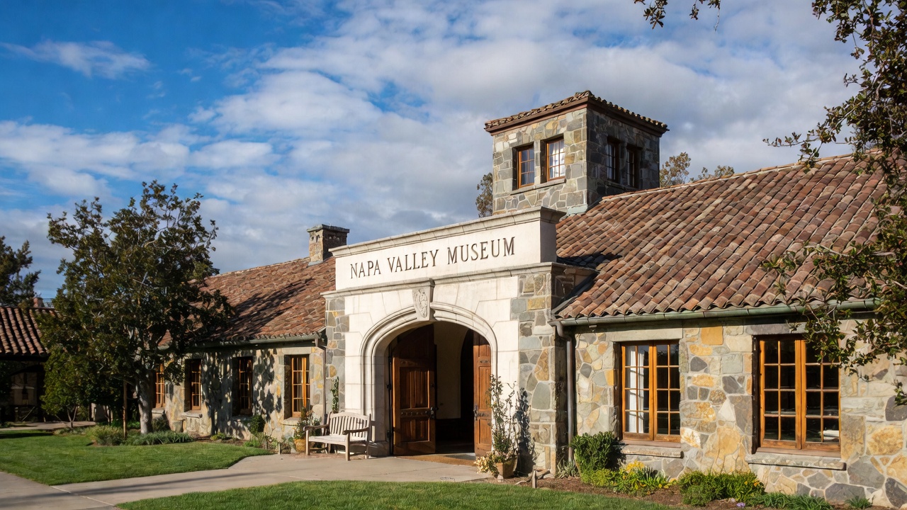 Exterior view of the Napa Valley Museum in Yountville California showcasing local history and cultural exhibits related to wine country heritage.
