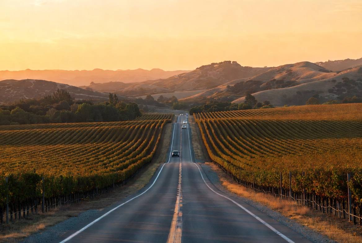 Secluded winery terrace in Napa Valley with seating for two and vineyard views, ideal for couples reconnecting on a second honeymoon.