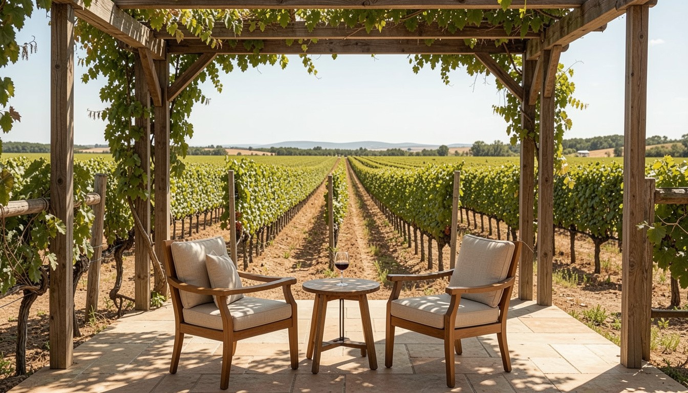 Seated outdoor winery tasting in Napa Valley during a quiet weekday, emphasizing an unhurried retirement travel experience.
