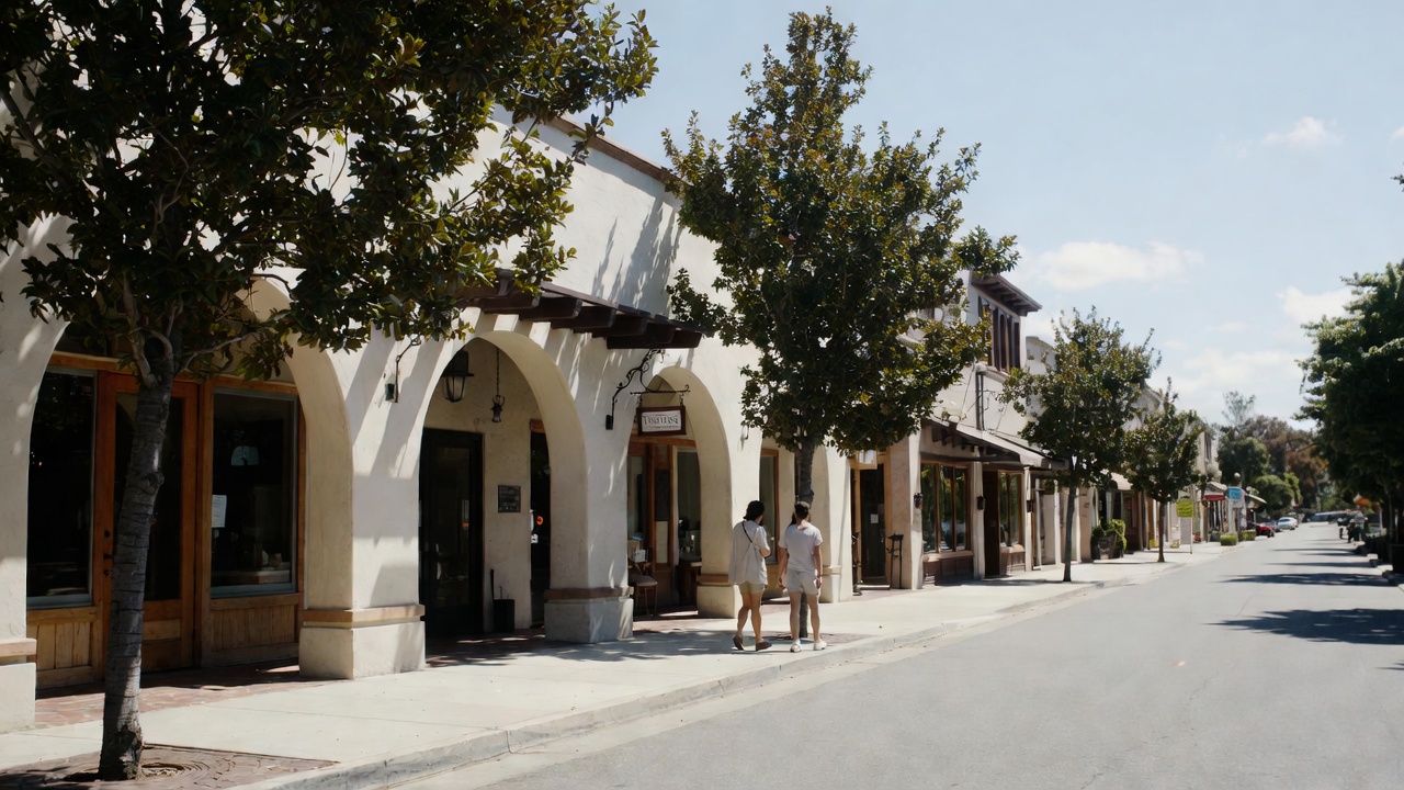 Friends walking together through a walkable street in Yountville Napa Valley, showing a relaxed environment ideal for a friends reunion trip.
